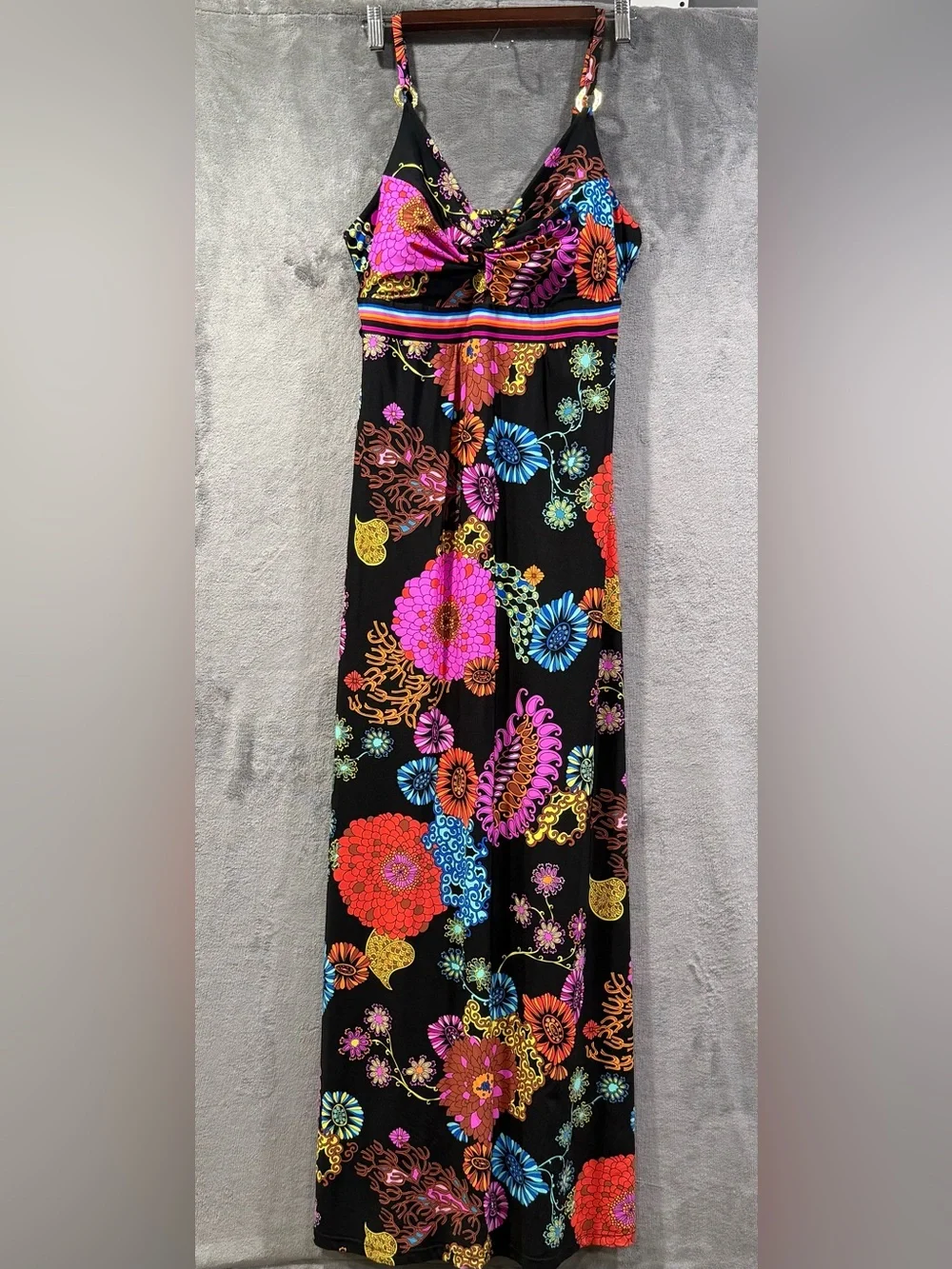 Trina Turk Electric Reef Maxi Dress Size S Vibrant Floral Print Beach Resortwear